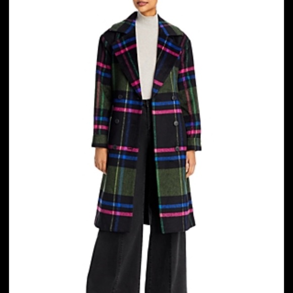 HTF Nwot AQUA Plaid Duster Trench Coat